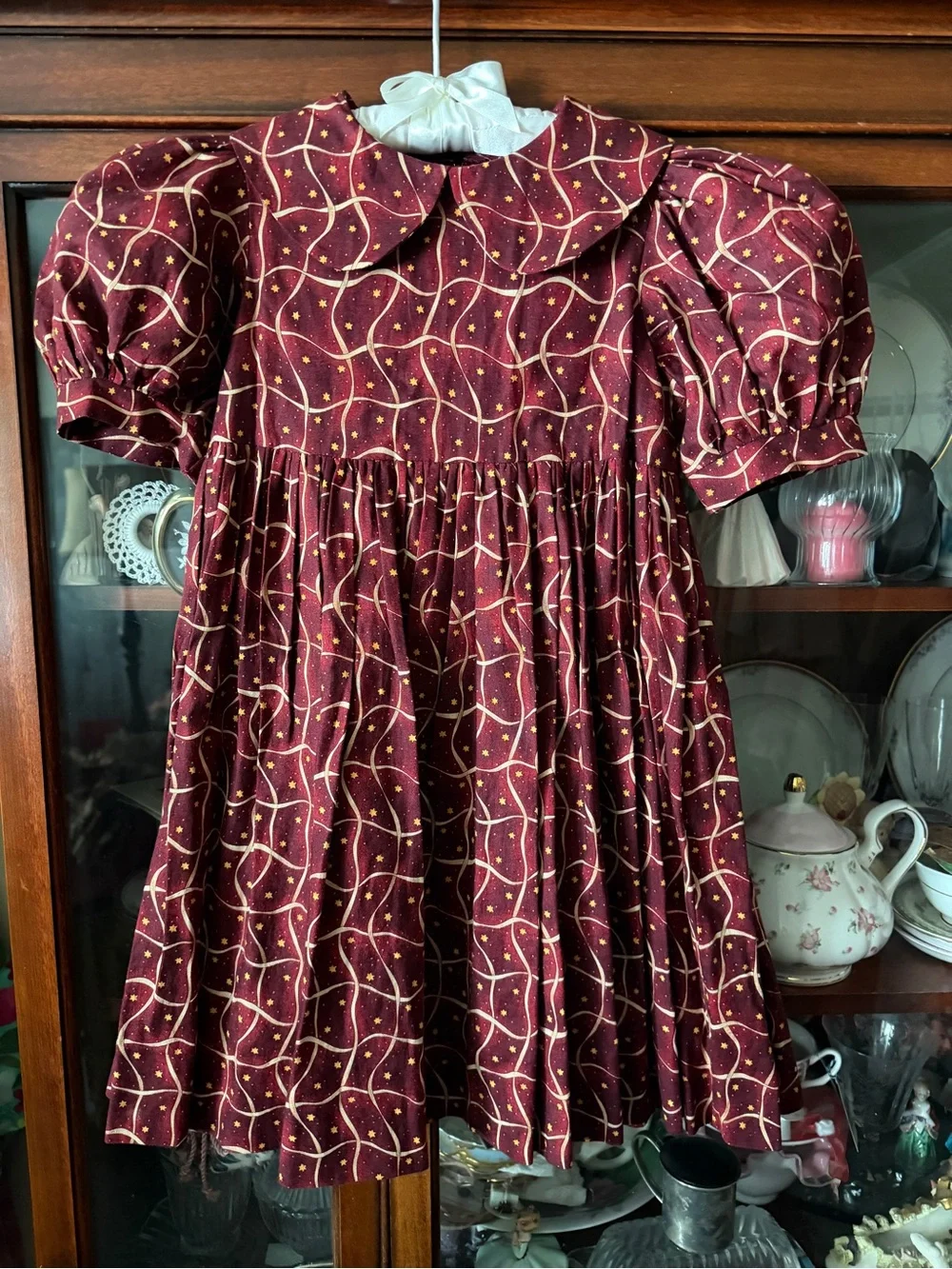 Girls' Handmade Christmas Holiday Print Apron dress